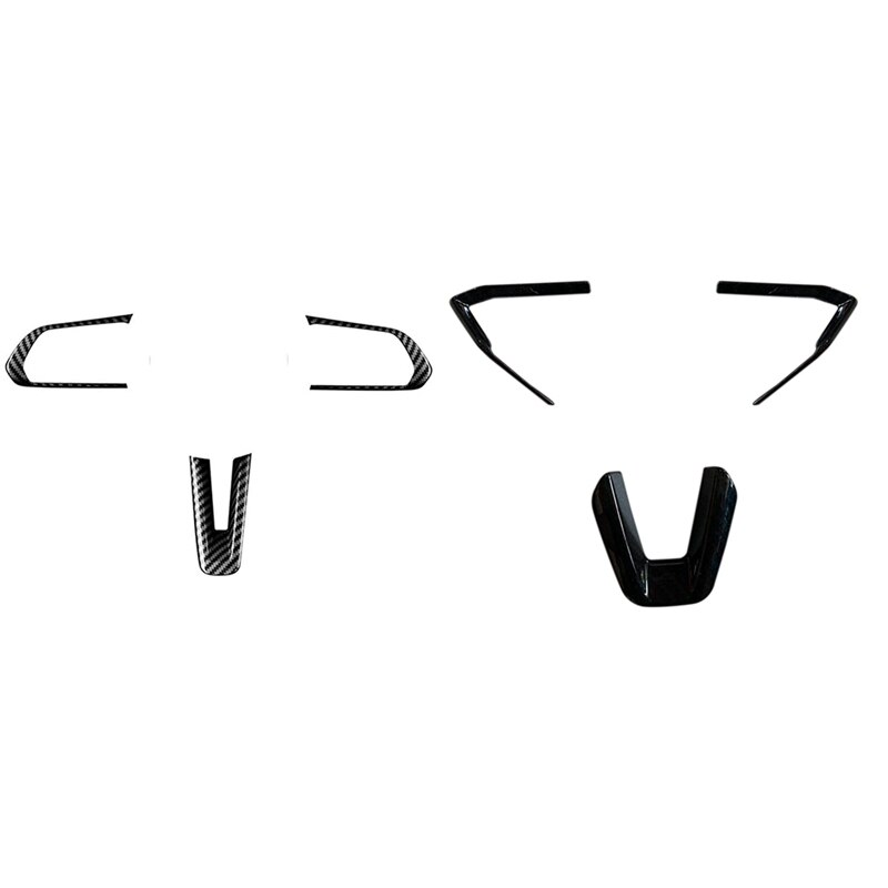 6 Pcs Carbon Fiber Steering Wheel Frame Cover Moulding, Car Interior Accessories-Carbon Fiber + Abs & Carbon Fiber