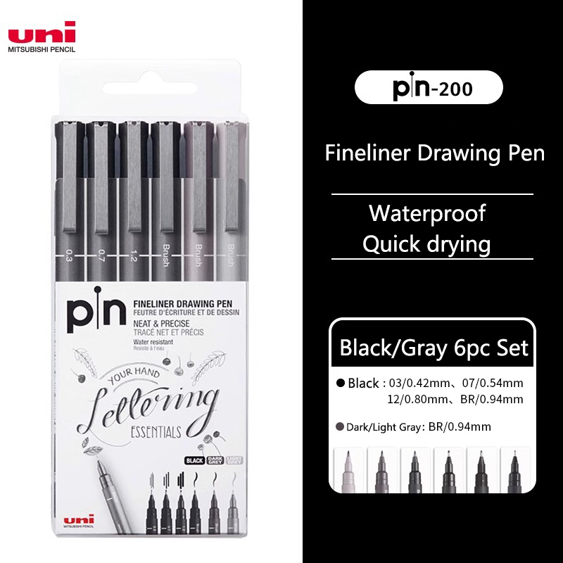 Japanese Stationery Uni Fineliner Drawing Gel Pen Pin-200 Waterproof Straight Liquid Hook Line Pen 0.25-0.94 Manga sketch: PURPLE