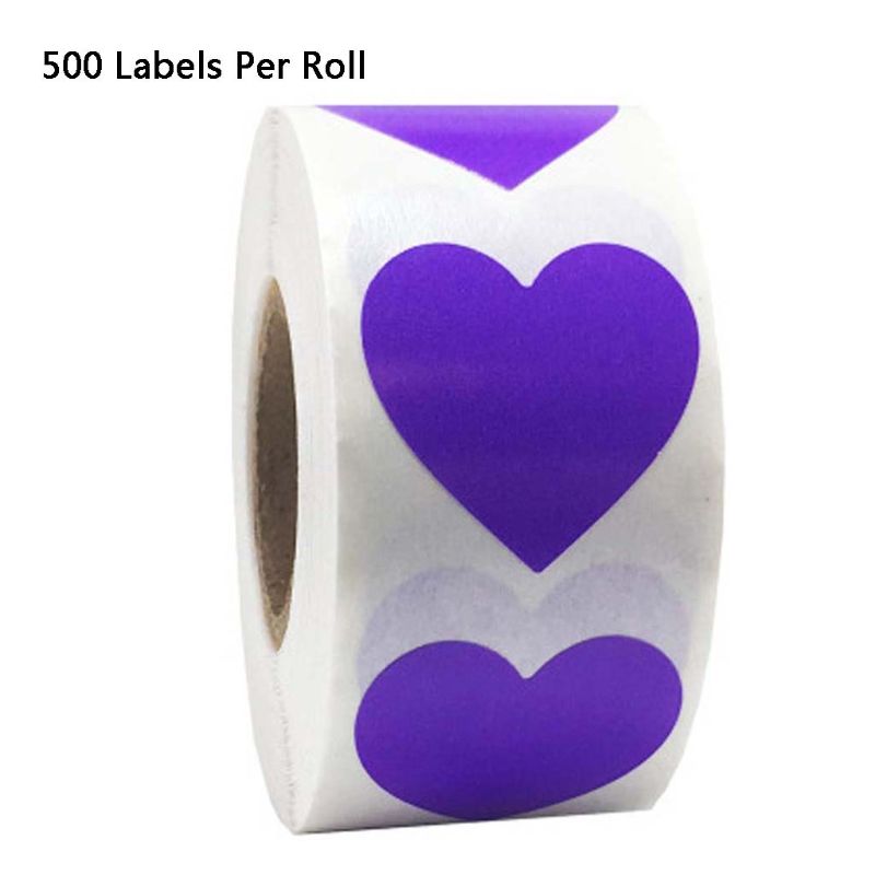 500 stk / rulle 8 farver hjerteformede klistermærker bryllupsemballage håndlavet kuvertforseglingsetiket papirvarer klistermærke: 4