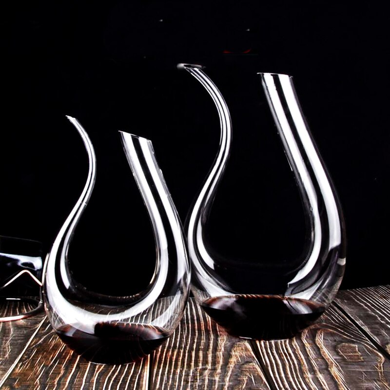500ml Luxurious Crystal U-shaped Glass Horn Wine Decanter Wine Pourer Red Beer Carafe Aerator Barware Bar Tool