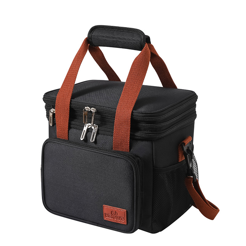 Double Layer Oxford Cloth Aluminum Foil Insulated Lunch Bag For Women Men Portable Tote Cooler Lunch Box Student Bento Handbag: black