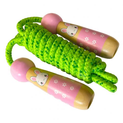 Cuerda de saltar con mango de madera para niños, cuerda de saltar con de dibujos animados, accesorios de equipo de Fitness para culturismo y Deporte: Rosa