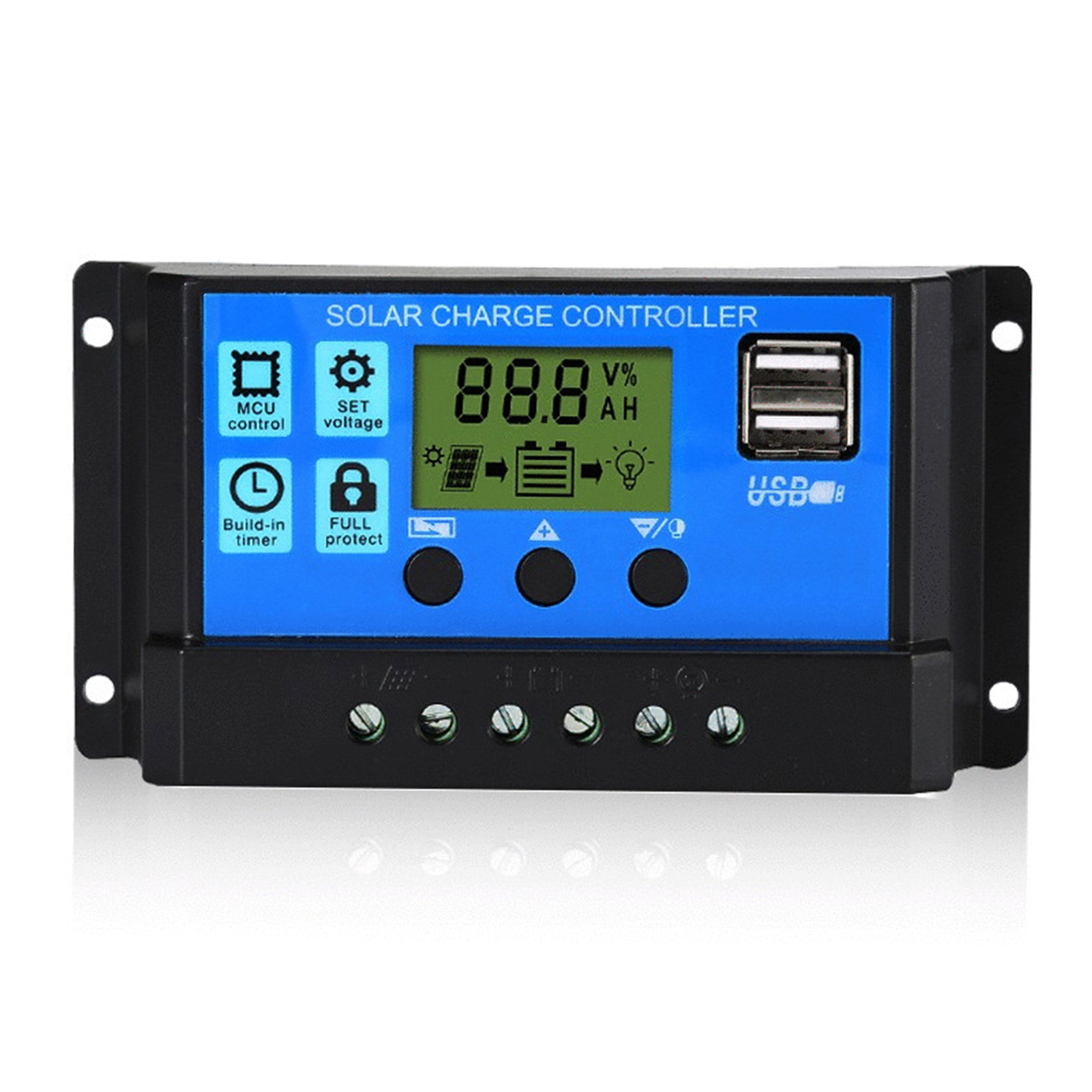 Solar Charge Controller 60A 12V/24V Voltage Regulator Solar Panel Photovoltaic Home with PWM Solar Charger LCD Display Dual USB: Green Camouflage