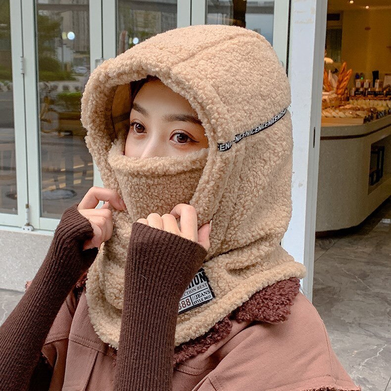 Female Fleece Hat Winter Korean Style Tide Plus Velvet Warm Earmuffs Wool Hats Woman Outdoor Cycling Cold Cap