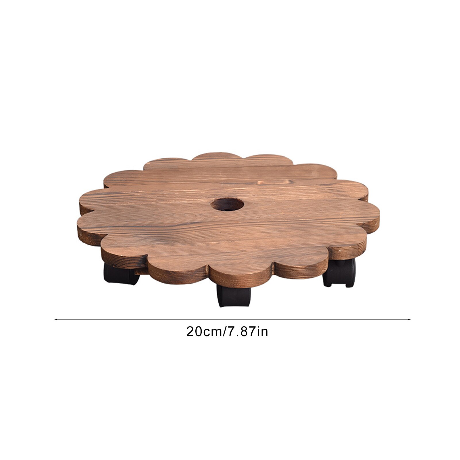 Moveable Wooden Planter Stand With Wheels Round Flower Pot Holder Solid Wood Base Caster Pot Solid Wood Torus With Rollers