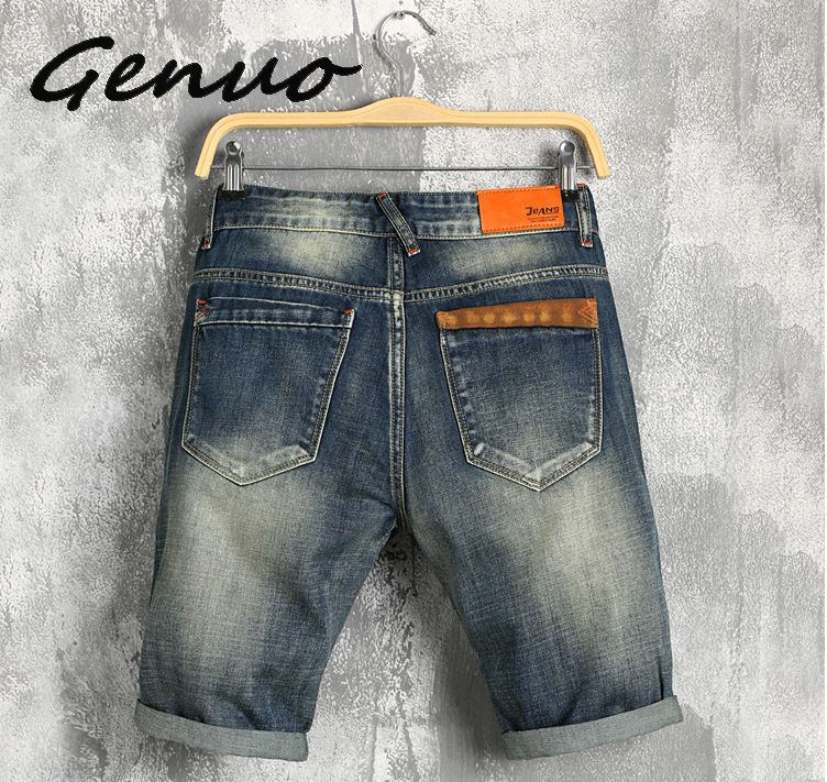 Genuo mænd sommer denim shorts herre jeans mænd jeans shorts bermuda skate board herre jogge ripped wave shorts
