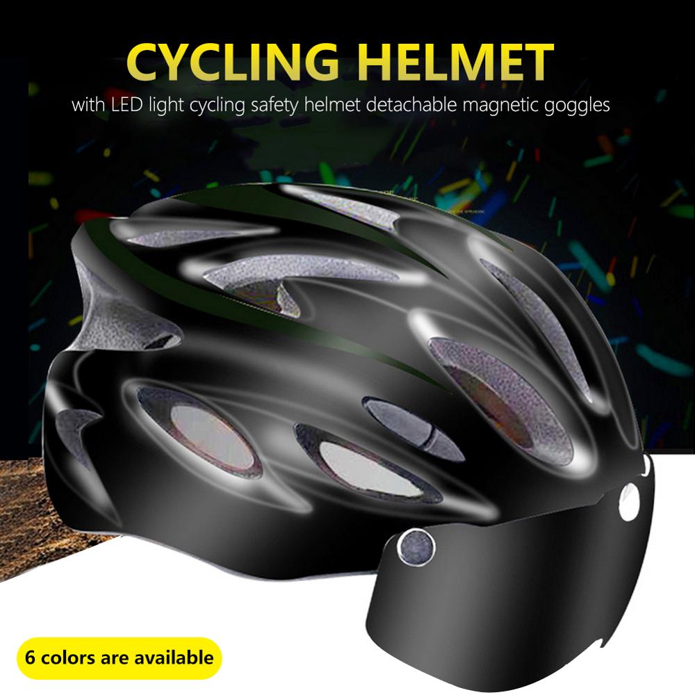 2020Cairbull Ultralight Cycling Helmet With LED Light Visor Goggles Bike Taillight Intergrally-molded Mountain Road MTB Helmets