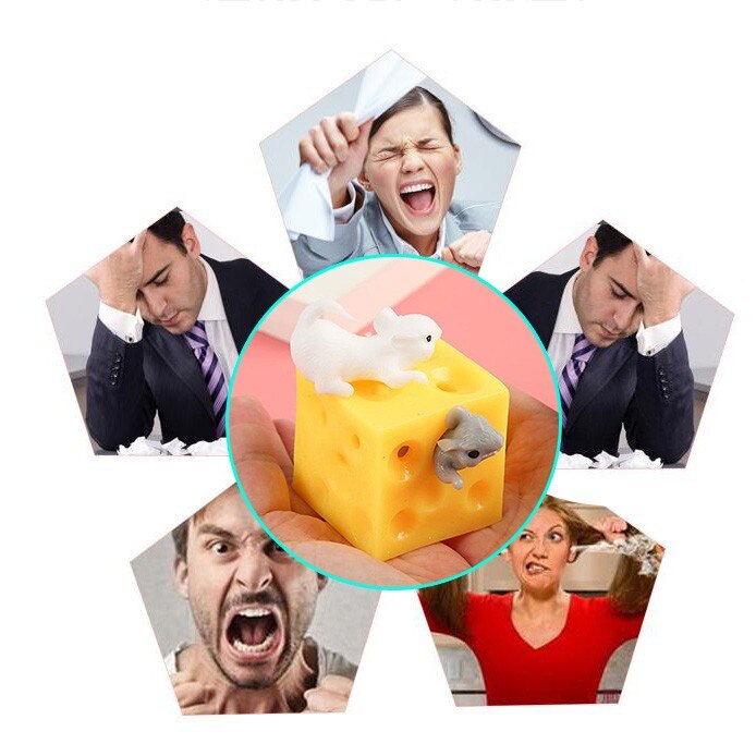 Grappige Muis En Kaas Blok Squeeze Anti-Stress Speelgoed Verstoppertje Squishable Cijfers Stress Fidget Speelgoed Voor kids Adult