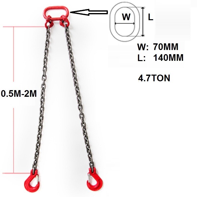 2T--4.7Tonx0.5-2M two legs 2-claw chain lifter for drum lifter clamp bucket barrel oil tank can chain sling: 40020010-07 4.7T0.5M