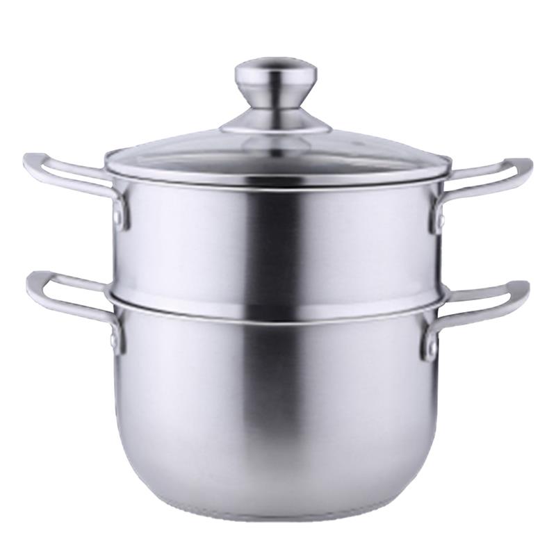 Stainless Steel Three Layer Thick Steamer Pot Soup Steam Pot Universal Cooking Pots For Induction Cooker Gas Stove Steam Pot: 02