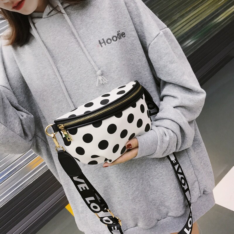 Bolso de pecho de lunares para mujer, bandolera de lona de , a la , pequeña, cuadrada,