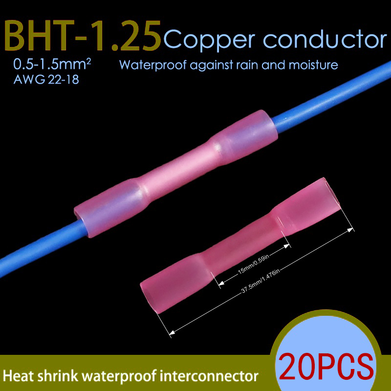 50-teiliges wasserdichtes Schrumpfdraht-Anschlüsse-Set, Kfz-Elektro-Anschlussklemmen-Set, Stoßspleißverbinder, 22–10 AWG: MULTI