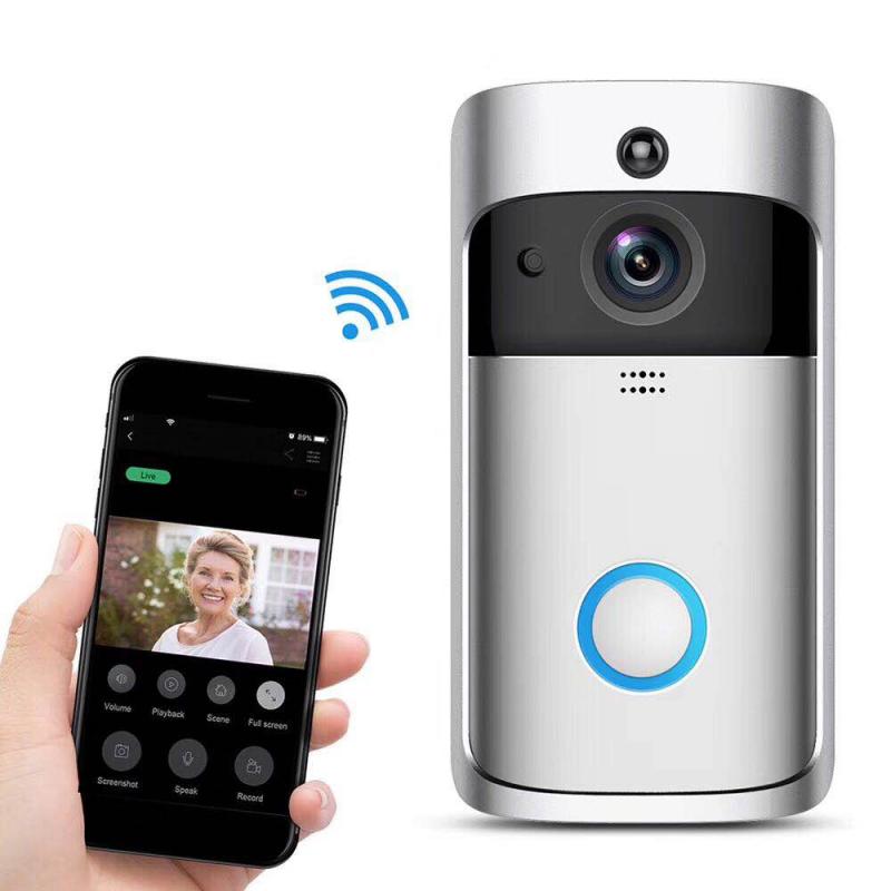 V5 Wifi Smart Deurbel Ip Video Intercom Deurtelefoon Deurbel Wifi Deurbel Camera Ir Alarm Draadloze Beveiliging Camera Pir detecteren