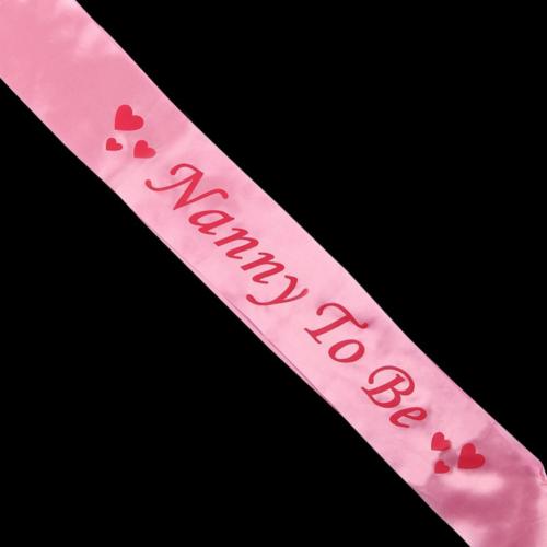 Baby Shower Sash Party Decoration Mom To Be/Grandma/Auntie/Nanny/Big Sister Sash Satin With Glitter Baby Shower Party Supplies: Pink Nanny To Be