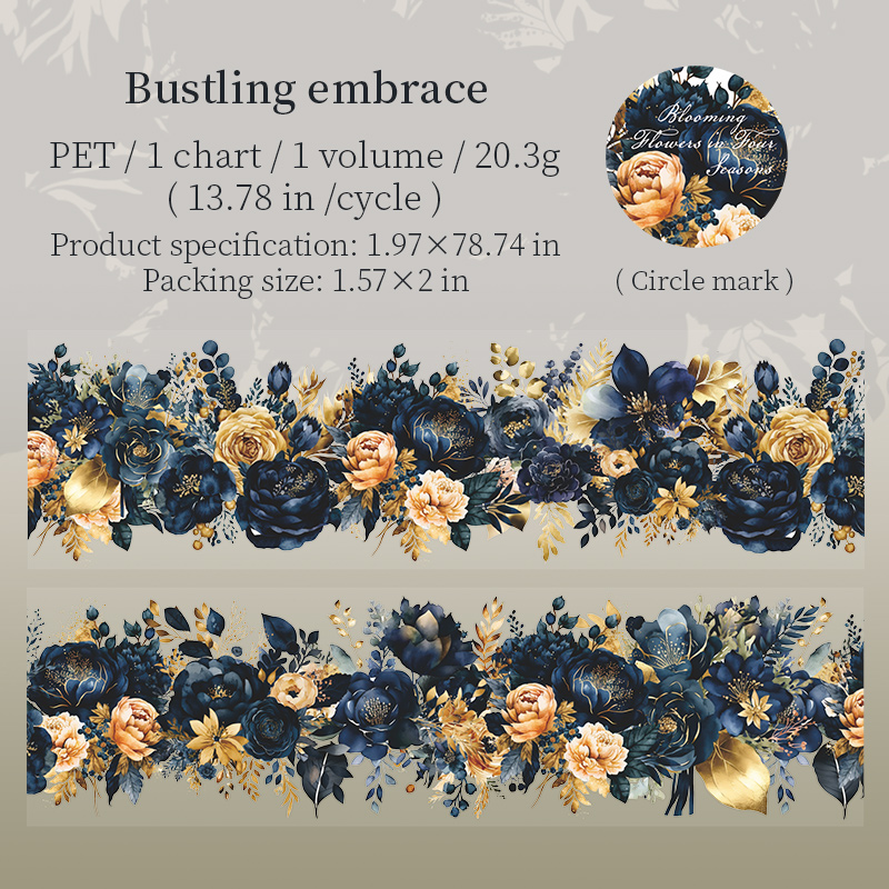 Yoofun 5x200cm Blooming Season PET Tape Flower Garden Decorative DIY Sticker for Card Making Journal Scrapbooking Planner diy: WHITE