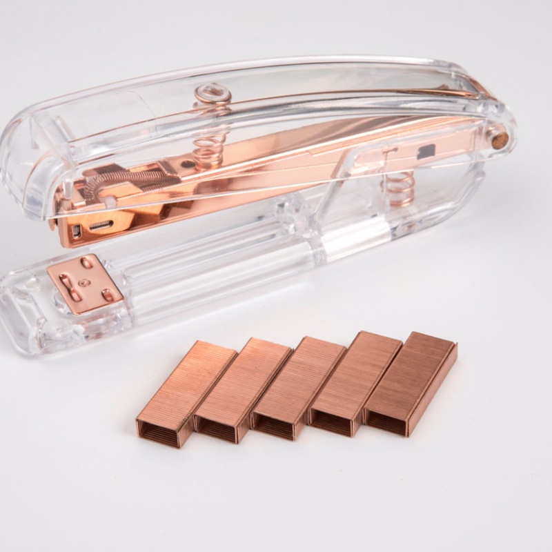 Rose Gold Metal Manual Stapler Transparent Acrylic Stapler NO.10 Durable Gold Color Stapler 4000pcs Staples