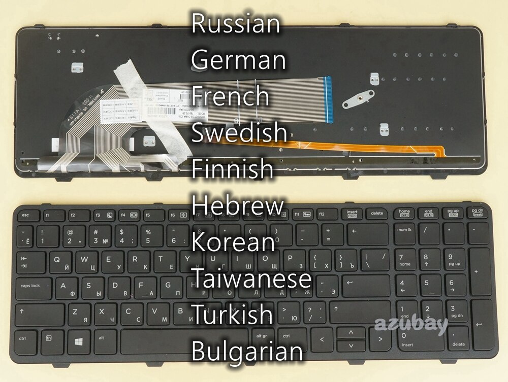 Russische Deutsch Französisch Schwedisch Finnische Hebräisch Koreanische Taiwan Türkische Bulgarische Tastatur für HP Probook 650 G1, 655 G1, hinterleuchtet