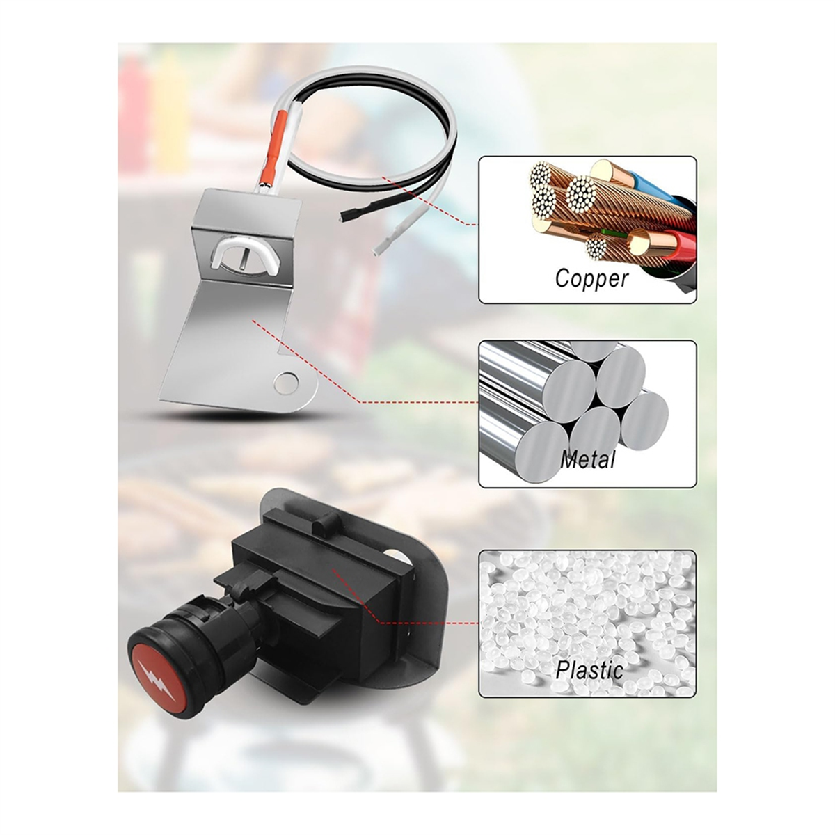 63788 Igniter Kit for Weber Q320 & Q3200 Series Gas Grills 80452 60092 Push Button Ignition,Grill Igniter Kits