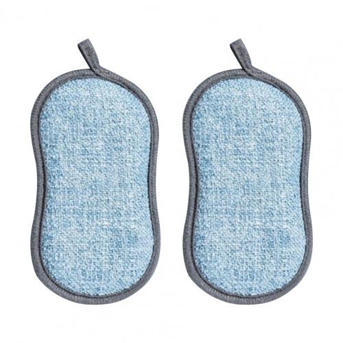 Éponges à récurer pour la vaisselle, anti-rayures, en microfibre, antiadhésives, outils de cuisine, Gadgets de lavage de Pot, 2 pièces: Bleu