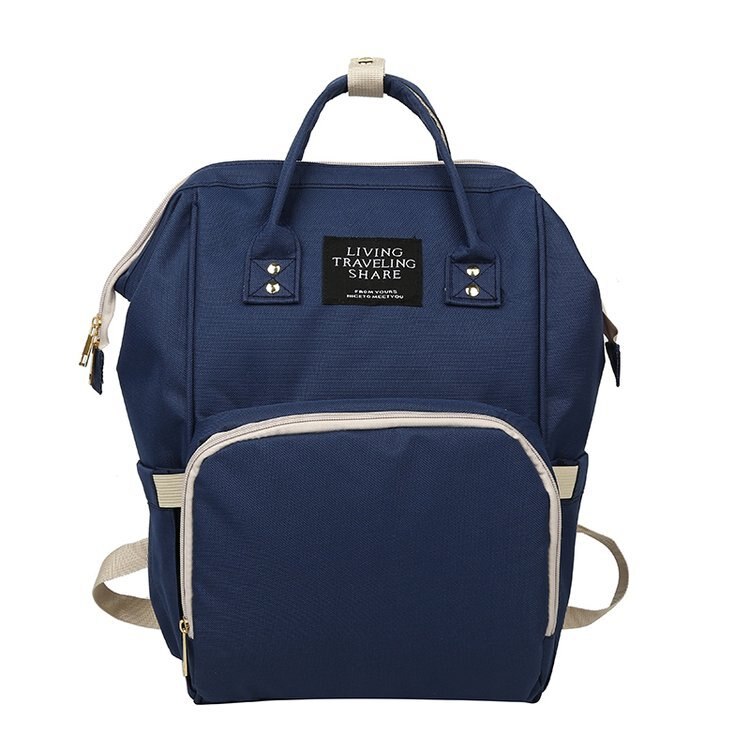 Estilo clássico grande-volume saco de fraldas mochila casual estudantes lona oxford saco de escola de pano: Dark Blue
