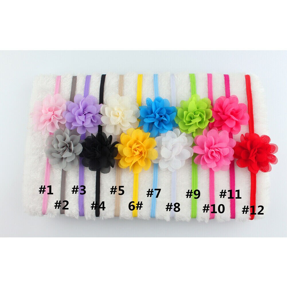 2019 Acessórios Headwear 12 pçs/set Menina Headbands Do Bebê Big Flor Headband Do Cabelo Bandas Criança Infantil Arco Doces Cor Tiara