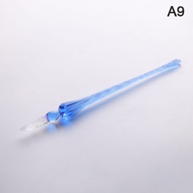 Vintage Handmade Glass Dip Signature Ink Fountain Pen Writing Tool Offices School Stationery With Box: Light blue