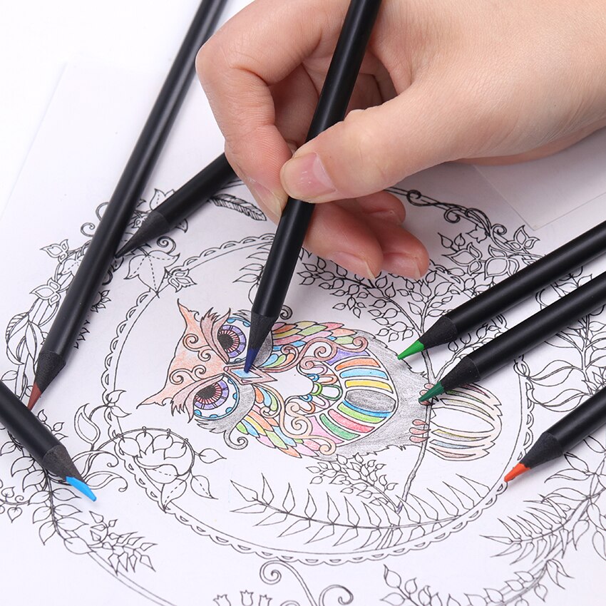 12 Kleur Zwart Houten Potloden Schilderij Pen Kleur Lood Potlood Schrijven Schilderen Kantoorbenodigdheden Potloden Voor Studenten