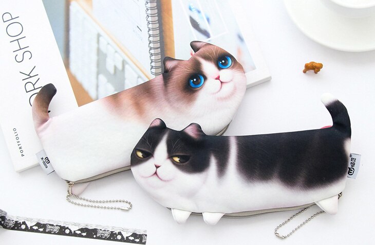 Novedad estuche para lápices con forma de gato, bolsa organizadora para almacenamiento para niños, Escolar, Escolar, premio de estudiante Escolar