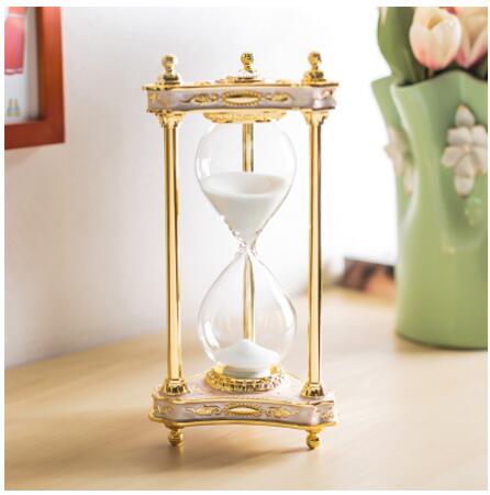 Mode 30 min metalen decoratieve zandloper sablier 30 minuut kleurrijke zandloper voor home decoratie Hg002: gold white