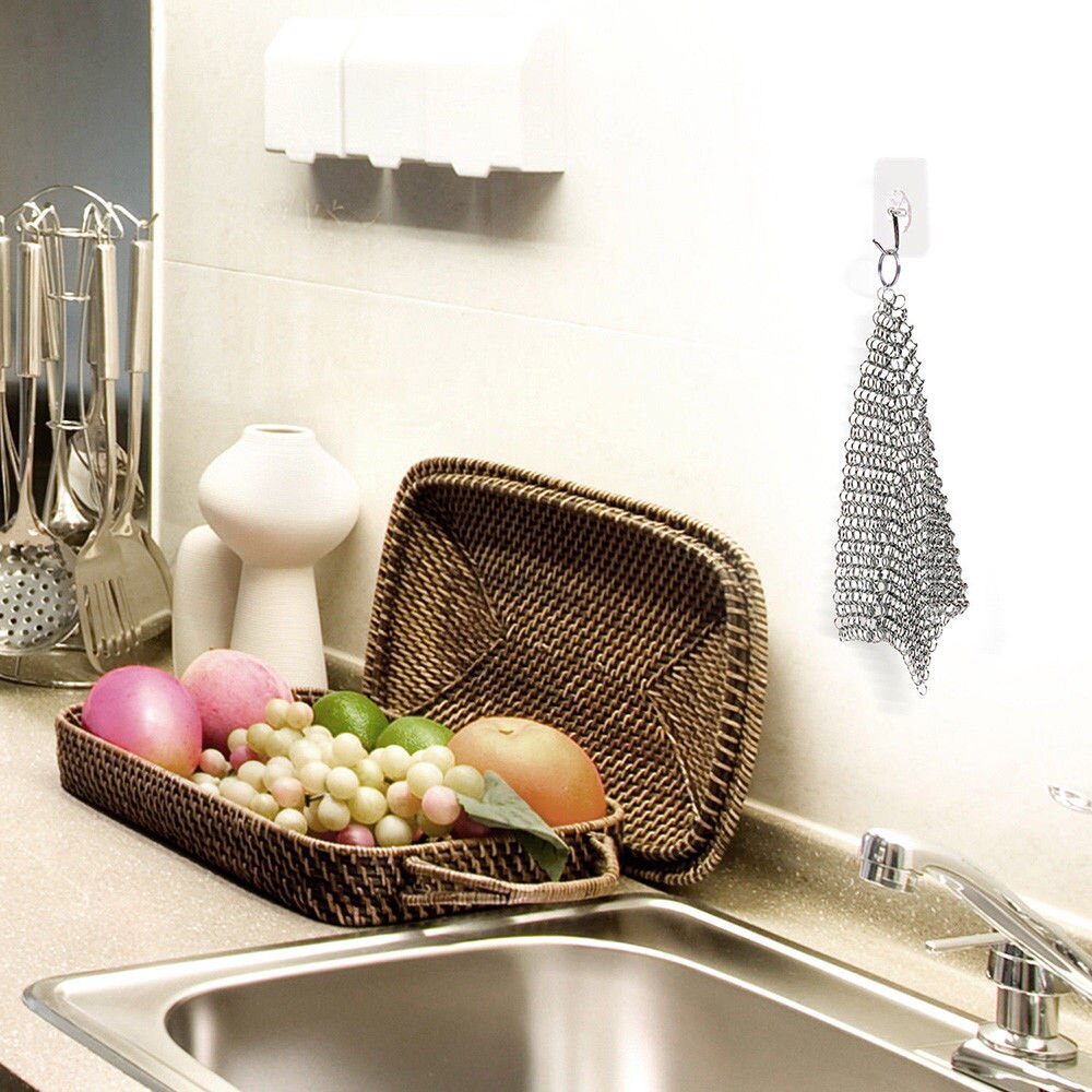 10CM Round 316 Cast Iron Cleaner Kitchen Rust Pot Pans Cleaning Scrubber Steel Rust Remover Scraper Brush Kit Metal Cleaning