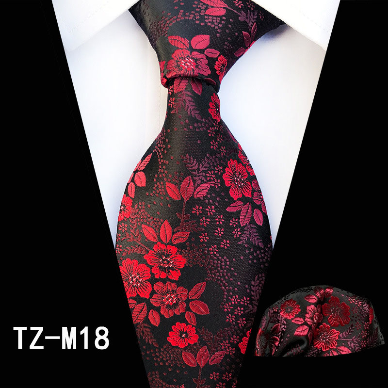 Ricnais Mode 8cm heren Zijden Stropdas Set Rood Groen Paisley Bloemen Handkershief Stropdas Pak Business Bruiloft Formele Hals ties Set: 18