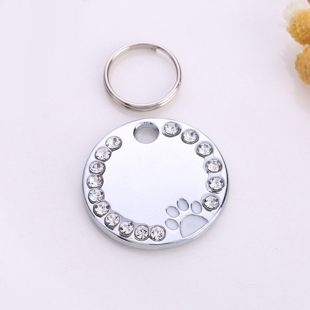 Placa de identificación de perro en blanco DIY, 25mm, accesorios para Collar de perro mascota, identificación de gato, etiqueta de identificación de acero inoxidable, etiquetas de nombre de pata de hueso antipérdida