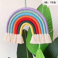 Bébé chambre décoration bricolage corde arc-en-ciel jouet tenture murale nordique tissé à la main arc-en-ciel ornements bébé chambre décor Photo accessoires: QC0061-7