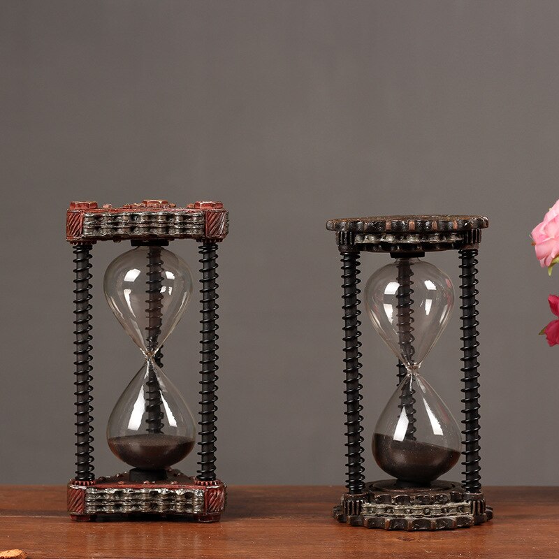 Retro metal time hourglass pendulum timer Sand Timer Wooden Hour Glass Clock Home Decoration Decor