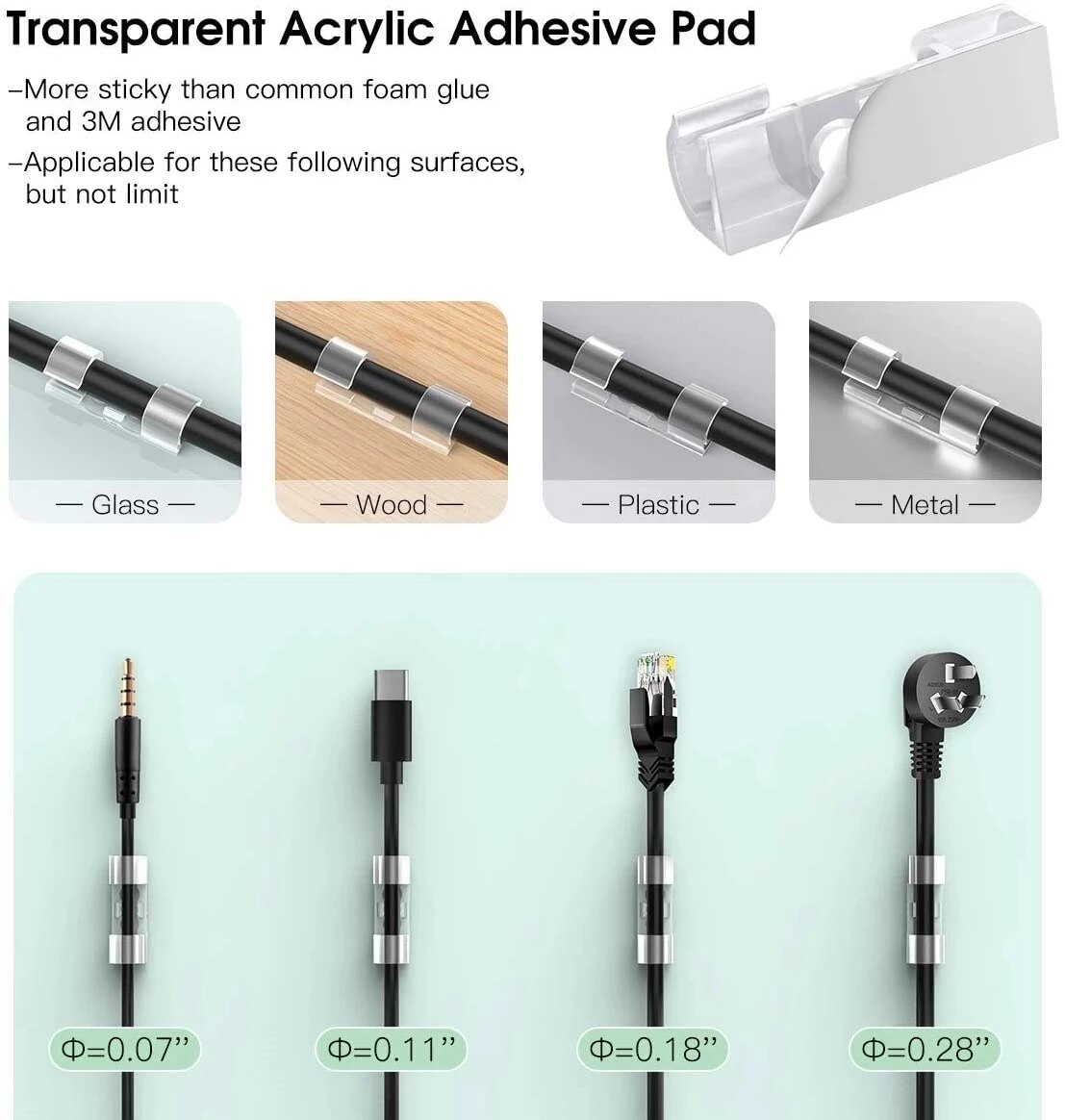 5/20PCS Self-Adhesive Cable Organizer USB Cable Clip Wire Management Desk Cable Manager Wall Wire Holder Charging Winder