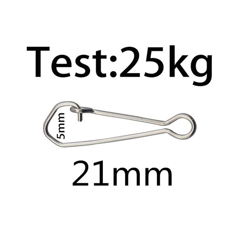 100 stk / mye fiskekontakt pin peiling rullende svingbart rustfritt stål med snapp fiskekrok lokke takle kontakt snapp pesca: Størrelse 21mm