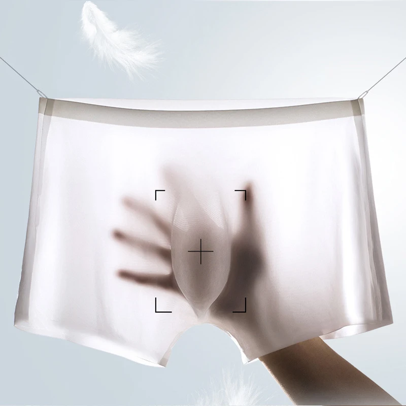 10 stk./parti herre sommer issilke boxershorts sømløse undertøj lingeri underbukser shorts ultratynde åndbare sexede trusser