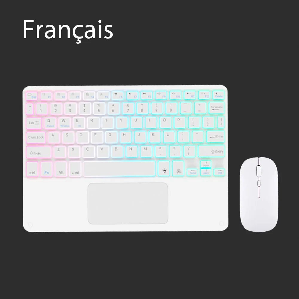 Bluetooth-toetsenbord voor tablet Android IOS Windows Draadloos muistoetsenbord Bluetooth-compatibel toetsenbord met regenboogverlichting voor iPad: Overigen