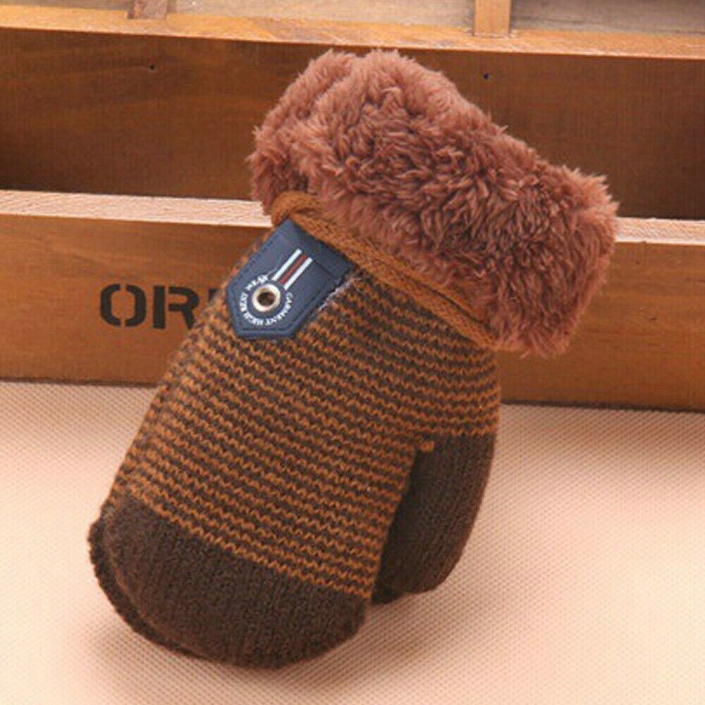 Kids Baby Girls Boys Gloves Childrens Magic Winter Warm Plush Soft Gloves Knited Striped Kids Baby Golves 1Pairs 6Month-3Years