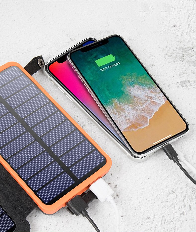 Solar Power Bank 10000Mah Waterdichte Powerbank Zaklamp Hoge Capaciteit Voor Outdoor Activiteiten Voor Iphone 11 Xr Xiaomi Poverbank