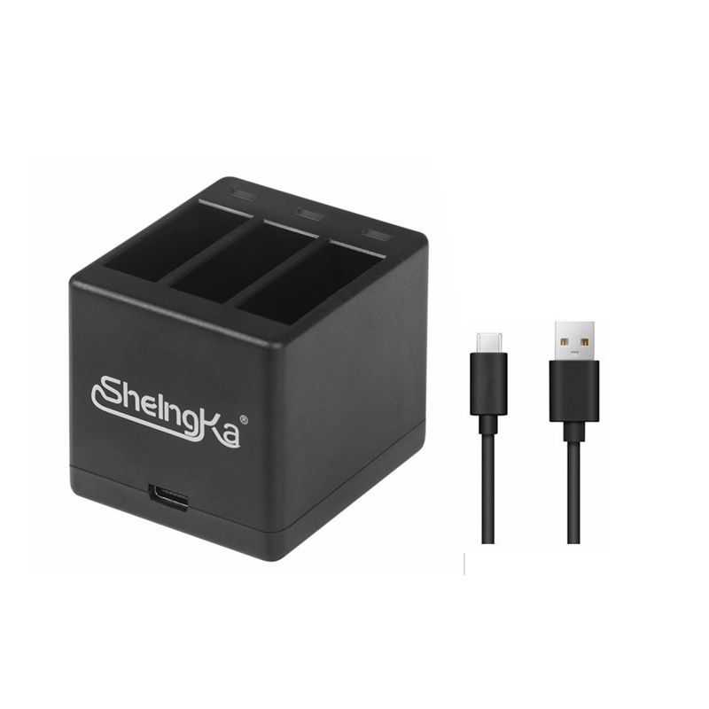 Original SheIngKa Hero8/7/6/5 Smart IC Battery+3 Slot Storage Charger For GoPro Hero 5 6 7 Hero 8 Black Battery Accessories: E Package