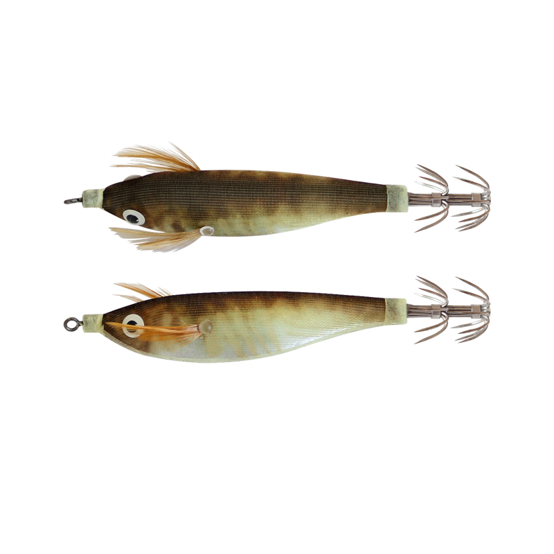 Señuelo de pesca con anzuelo de calamar, 2 uds., luminoso, 10cm, 9g, señuelos de pulpo falsos artificiales, señuelos de camarón de madera, sepia, cebo duro, aparejos de anzuelos de mar: Verde