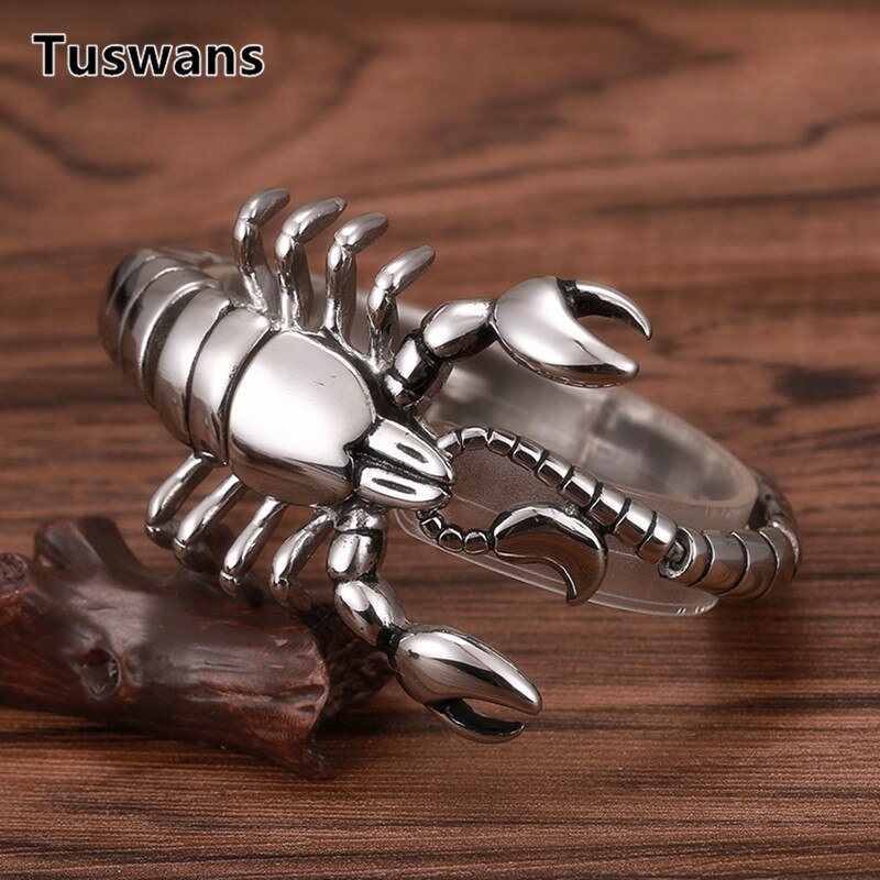 Pulsera de escorpión de acero inoxidable 316L gótico de plata para hombre, pulsera de titanio Punk Biker de