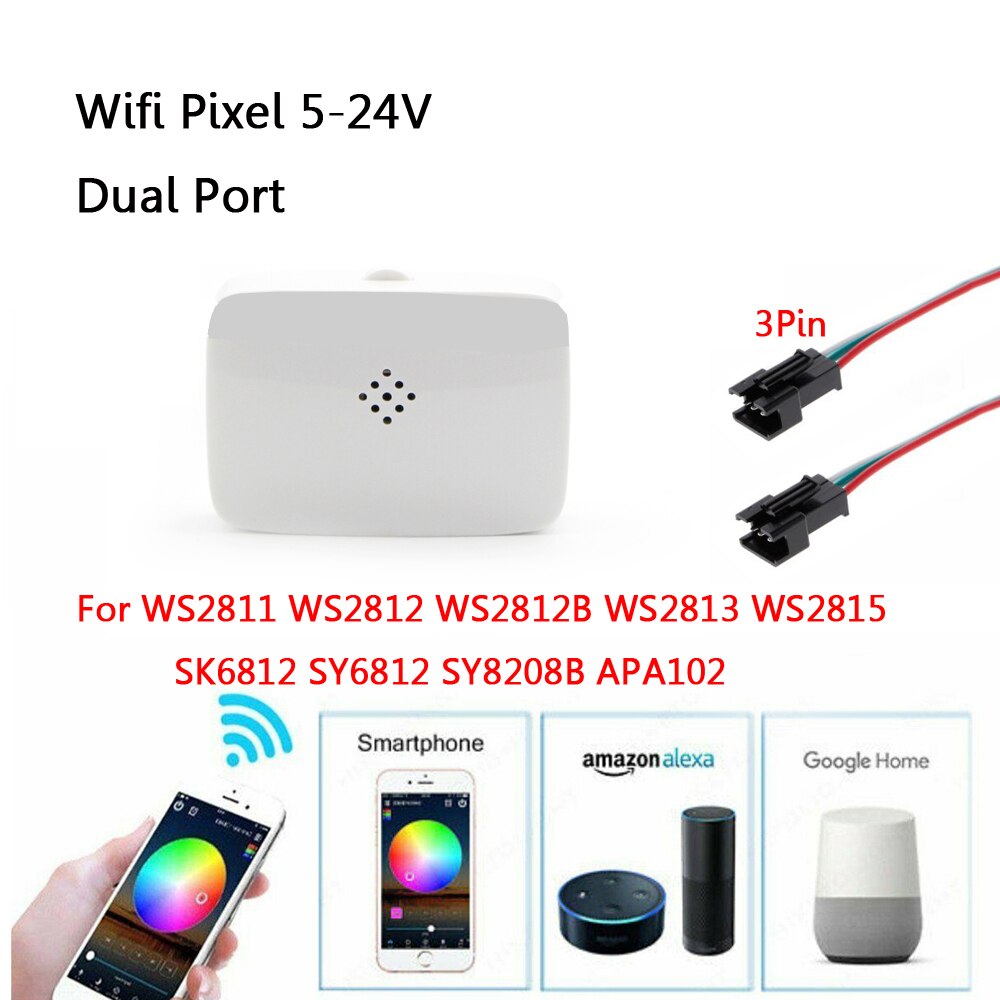 Contrôleur vocal USB intelligent WiFi LED contrôleur RGBW RGB cct Pixel bande Alexa Google maison musique minuterie Bluetooth DC5V 12V 24V 28V: Wifi Pixel 5-24V