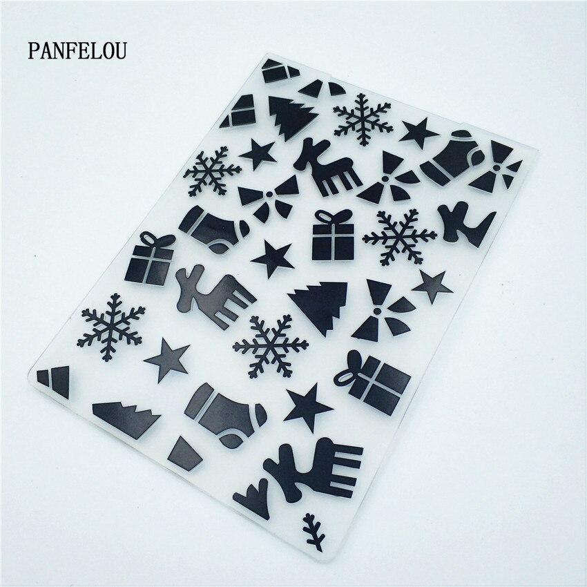 PANFELOU Christmas doll card Embossing folders Plastic For Scrapbooking DIY Template Fondant Cake Photo Album Card Making