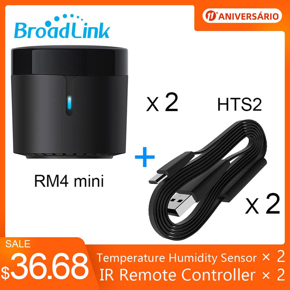 Wifi Ir Afstandsbediening Broadlink RM4 Mini Temperatuur Vochtigheid Sensor HTS2 Voor Airconditioning Tv Set-Top Compatibel Alexa