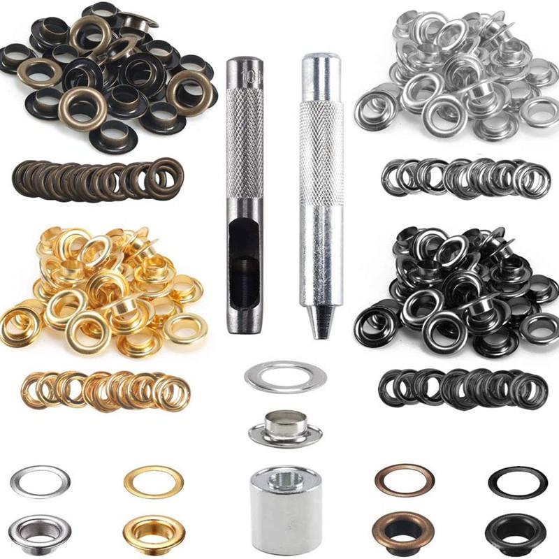 100 Sets 10 Mm 4 Kleur Oogje Met Wassen Installeren Punch Gereedschap Koper Tule Voor Leer Craft Diy Kleding Schoenen metalen Pakking Eye: Default Title