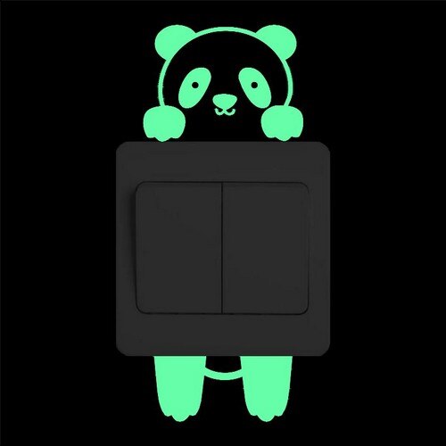 Leuke Panda Light Switch Sticker Glow in The Dark Cartoon Animal Muurtattoo Kids Kamers Kinderen Slaapkamer Jongen Meisje Thuis DIY Decor: Yellow Green