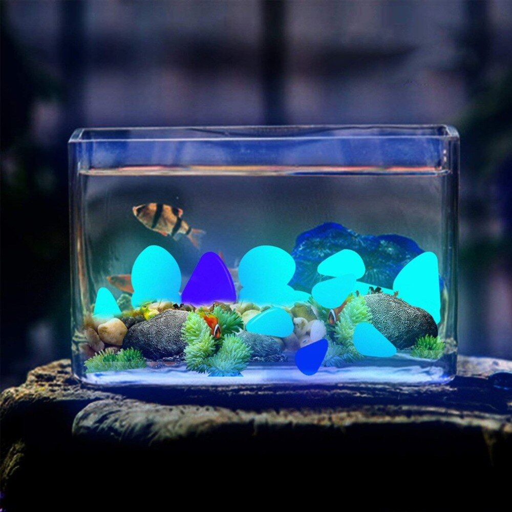 100Pcs Tuin Decor Lichtgevende Stenen Glow In Dark Decoratieve Steentjes Outdoor Aquarium Decoratie Pebble Aquarium Mix Kleur