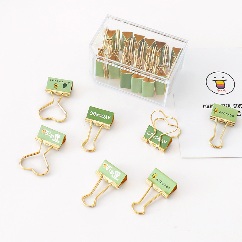 12 Pcs/Box Cute Metal Binder Clips 2022 Paper Clip Pretty Stationery School Office Learning Supplies